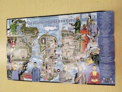 Grand Theft Auto III (3) | COLLECTABLE POSTER Insert w/ Game Map