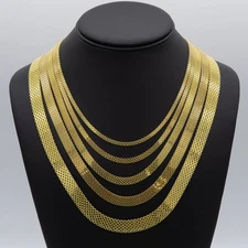 Diamond-Cut Bismark Chain Necklace 14K Yellow Gold Clad Silver 925 All Sizes