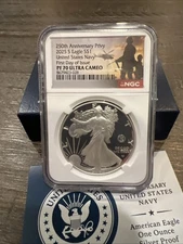 2025 S 250th Anniversary US NAVY PRIVY MARK 1oz SILVER EAGLE NGC PF FDOI On Hand