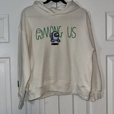Zara Boy  s Hoodie Sweatshirt 11-12 Yrs Off White Color Among Us Long Sleeve NWT