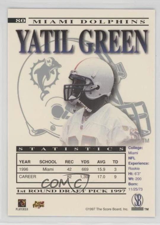 1997 Pro Line Gems Rookie Yatil Green #80 Rookie RC - Image 2 of 2