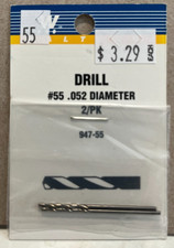 NEW Walthers 947-55 Drill Bits 55 0.052" Diameter 2 pieces FREE US SHIP