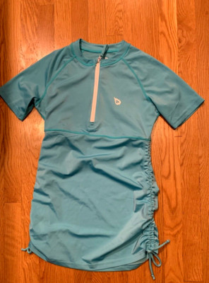 Baleaf S Rash Guard Zip Ruched Side Drawstring Blue Long Top Cover up ...