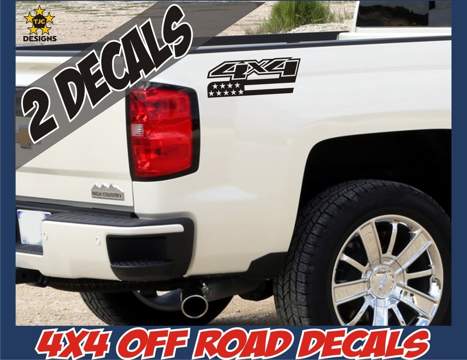 Set Adesivi 4x4 Per Pick-up In Nero Lucido - Compatibile Con Chevrolet Silverado, Colorado E GMC Sierra