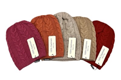 100% KASCHMIR CASHMERE Damen Unisex Zopfmuster Strick Mütze Beanie MADE IN  ITALY