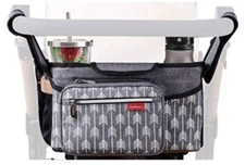 NEW Leke Baby Universal Stroller Double Pocket Insulated Cup Holder Multi Pocket