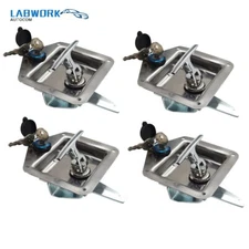 4 Trailer Door Latch T-Handle Lock Stainless Steel Keys Camper RV Truck Toolbox