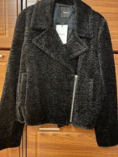 Theory NWT Faux Fur Slim Moto Jaket.Size 10 
