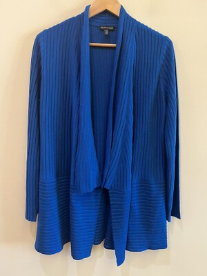 Recent Eileen Fisher Women's Open Front Wool Cardigan Sweater Blue Medium 