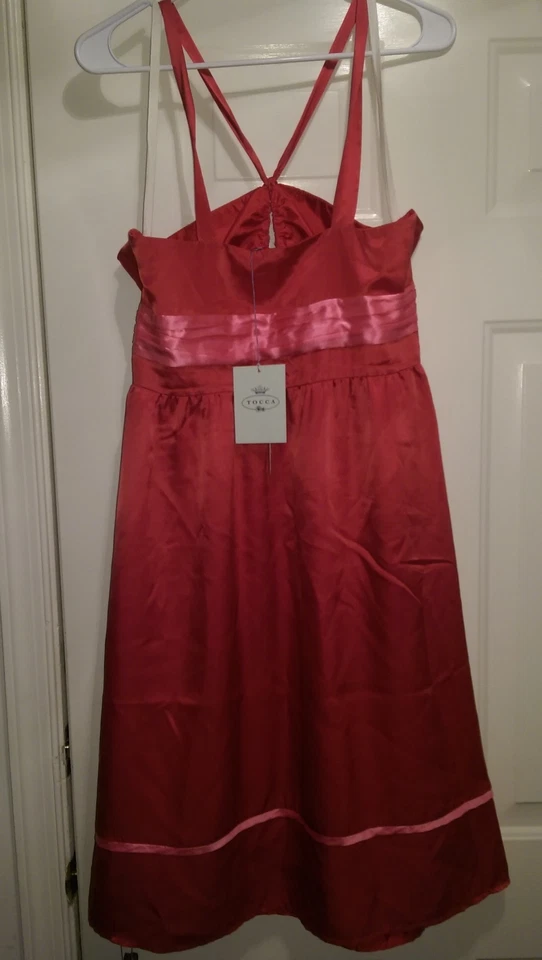 Vestido de verão feminino TOCCA tamanho 10 seda rosa NOVO - Imagem 4 de 4