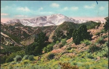 Postcard Pikes Peak Landscape View Colorado
