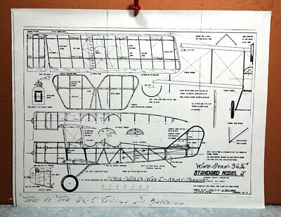 STANDARD MOEDL J BALSA FREE FLIGHT MODEL AIRPLANE PLANS 13'' WINGSPAN