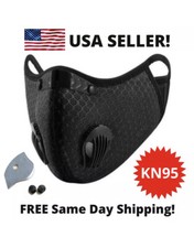2x USA Reusable Washable Dual Air Valve Face Mask Carbon Activated Filter