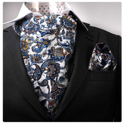 Alizeal Mens zelfgebonden Cravat Tie Ascot en Pocket Square Set, 138