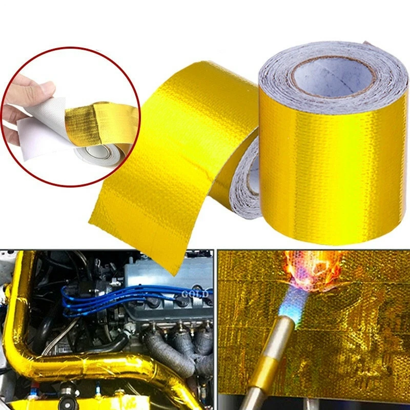 Car Exhaust Intake Insulation Shield Wrap Heat Barrier Self Adhesive Gold  Tape | eBay