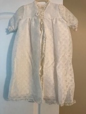 Madonna Haddad Christening Slip Dress Coat Bonnet Shoes Eyelet Lace Blanket Set