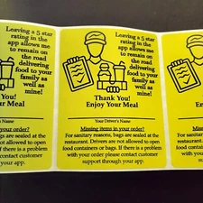 200 Food Delivery Labels Bag Seal 4" x 3" DoorDash Grubhub UberEats Sticker