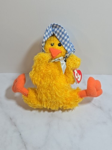 1993 TY Attic Treasures Bonnie Duck Blue Gingham Bonnet Retired Beanie Baby VTG - 第 7/7 張圖片