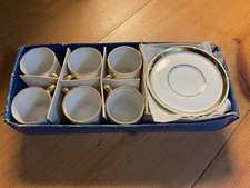 Set of 6 Demitasse Teacups w Saucers Preowned Unused Gold Trimmed Unbranded