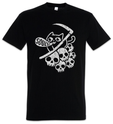 Cat Reaper I T-Shirt Cats Fun Death Skull Skulls Love Lover Addiction Addicted