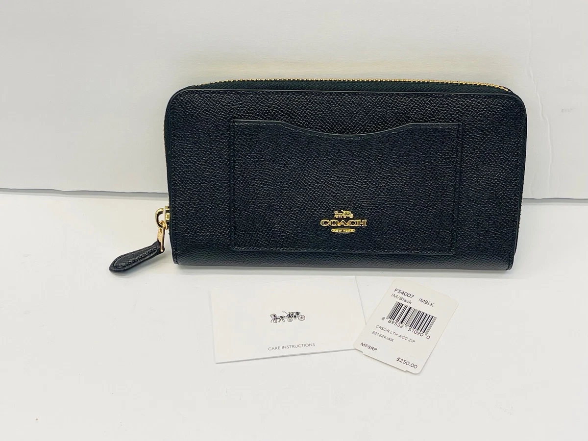 Coach F54007 Crossgrain Leather Accordion Zipper Wallet Black MSRP 250 new