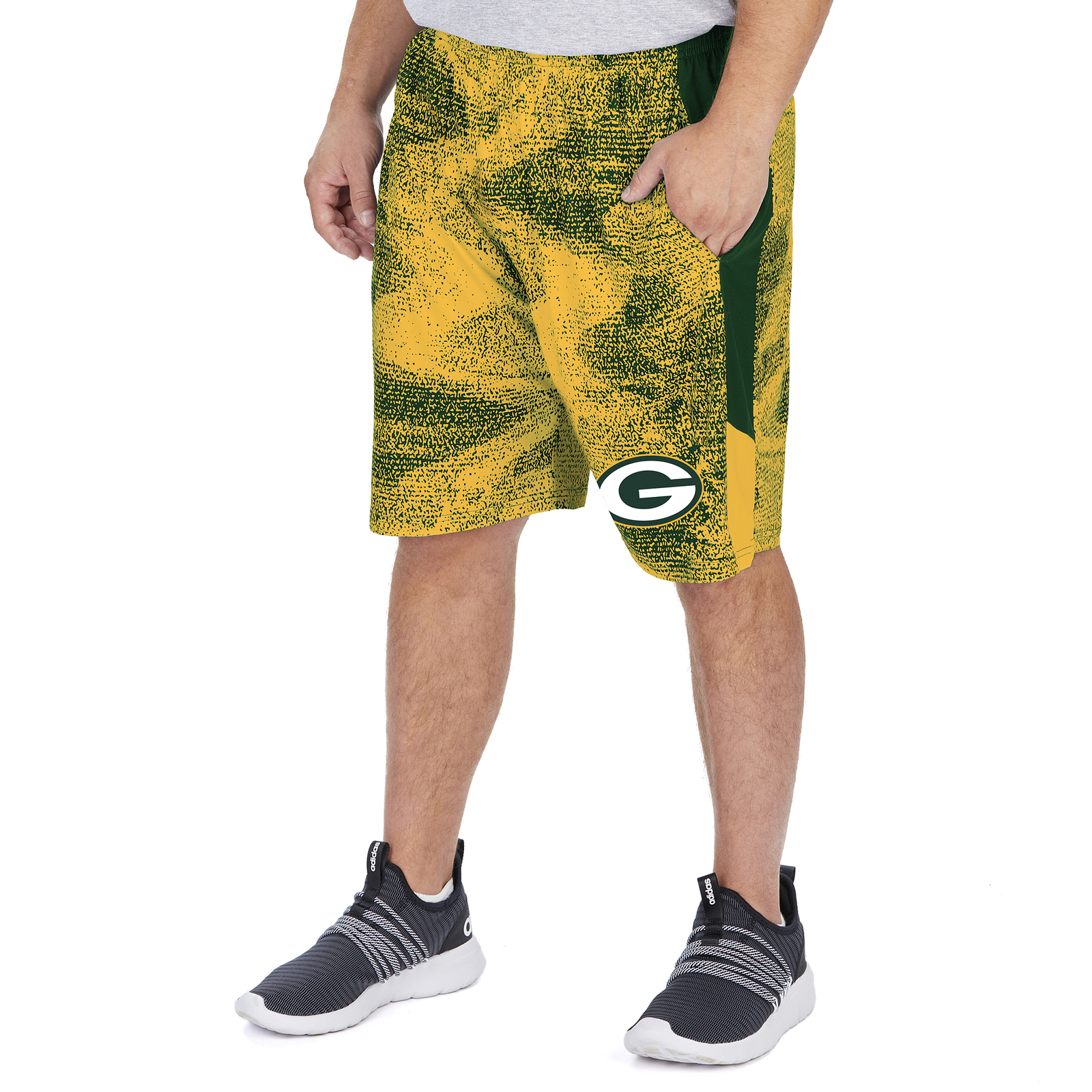 Статичные шорты Zubaz NFL Mens Green Bay Packers с боковыми вставками
