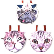 CAT FACE PUG FACE BAG Cute Kitsch Handbag NEW BNWT Gift Xmas Dog Kitten