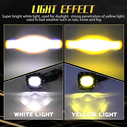 2x Motorcycle LED Spot Light Auxiliary Headlight Driving Fog Lamp Yellow+White - Picture 6 of 11