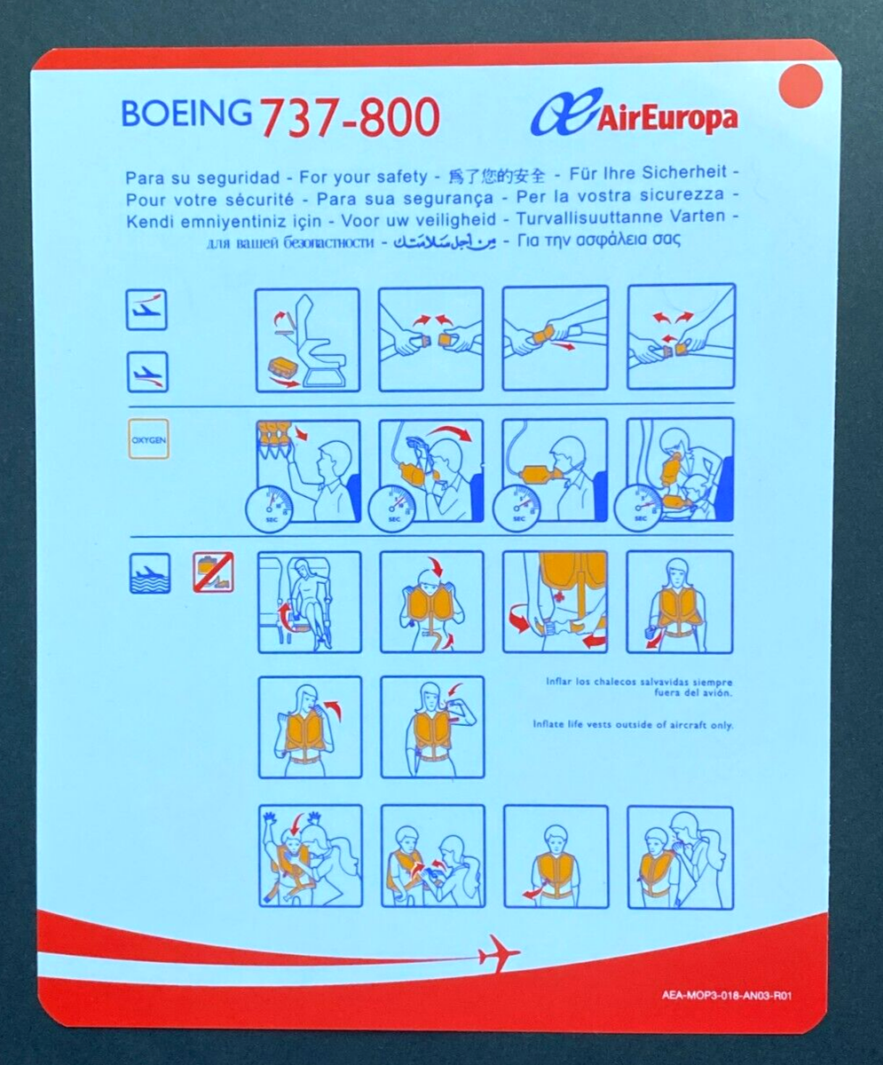 Air Europa Boeing 737-800 Safety Card - R01 | eBay