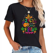 Let'S Fiesta Cinco De Mayo Party Mexican Guitar Cactus T-Shirt Womens Tee Tops