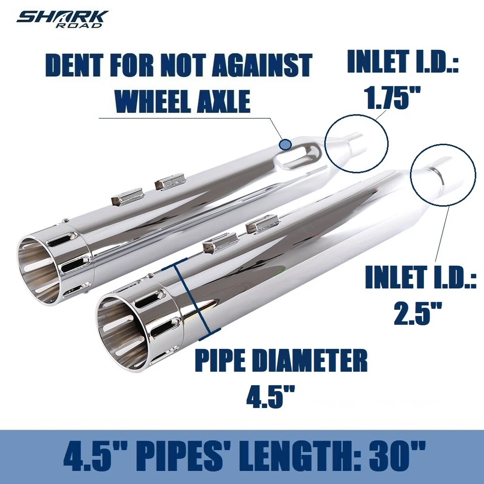 Silenciadores SHARKROAD 4.5 para Harley Touring Exhaust, 2017-UP Street Glide - Imagem 2 de 4