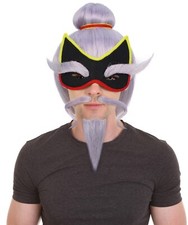 HPO Adult Men's Cartoon Bald Wig with Mustache and Beard Set, Cosplay Wig