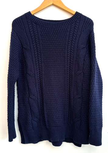 Gap Fisherman's Sweater Women's Size M Marked Navy Cotton Preppy Coastal Grandma - Picture 1 of 8