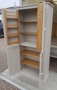 Low 4 Door Kitchen Larder Craft Storage Cupboard With Spice Racks 150 Cm High Ebay