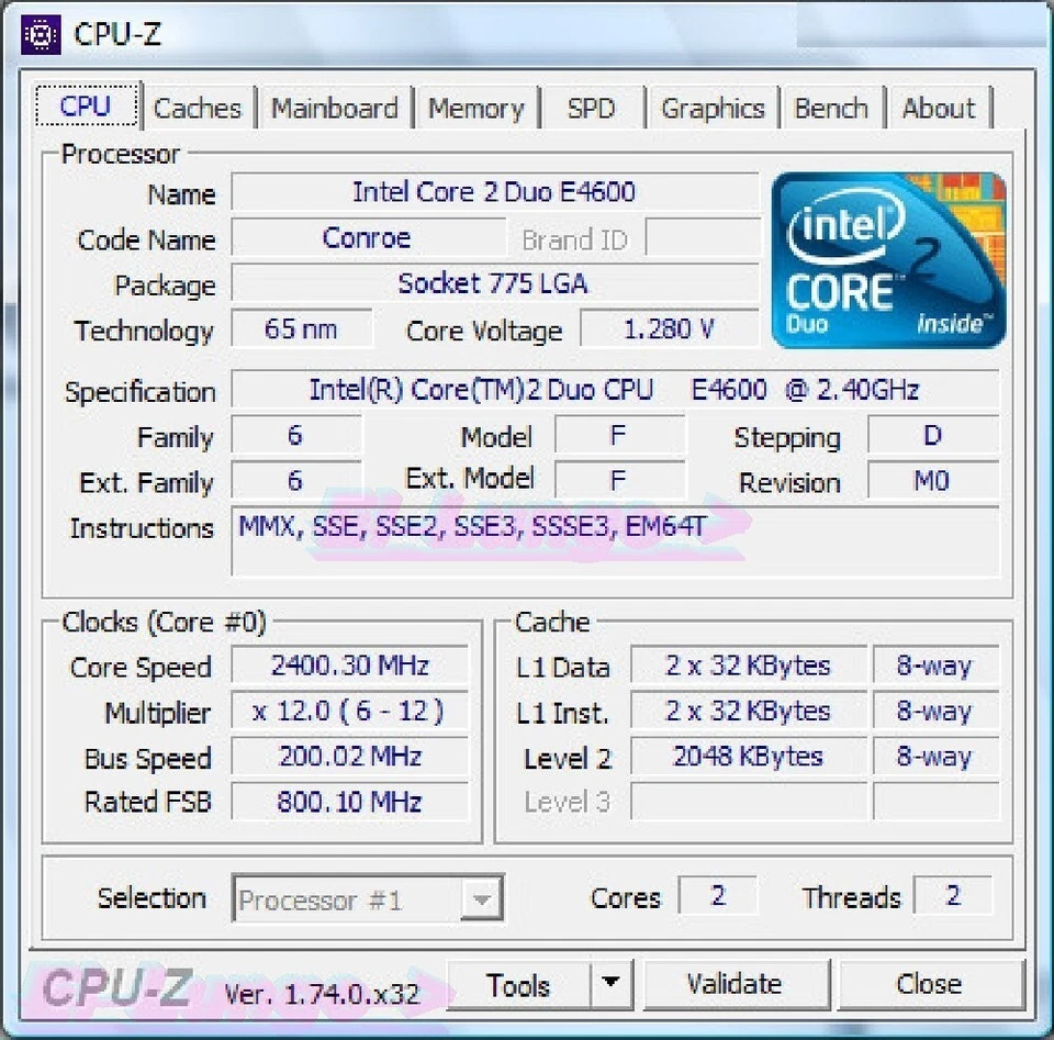 Processore/Cpu Intel Core 2 Duo E4600 SLA94 Socket 775 - Immagine 2 di 2