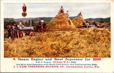 Steam Engine and Steel Separator J.I. Case Threshing Machine Co Racine Wisconsin