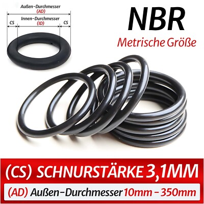 O-ring outer-Ø 10-350 mm cord thickness 3.1 mm NBR 70 gasket ring rubber ring groove