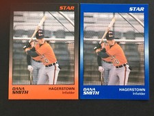 DANA SMITH -- *RARE* 1989 Hagerstown Suns STAR GLOSSY BLUE + BASE ~ Orioles