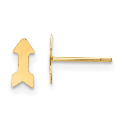 Real 14K Yellow Gold Polished Arrow Post Earrings; Women & Men