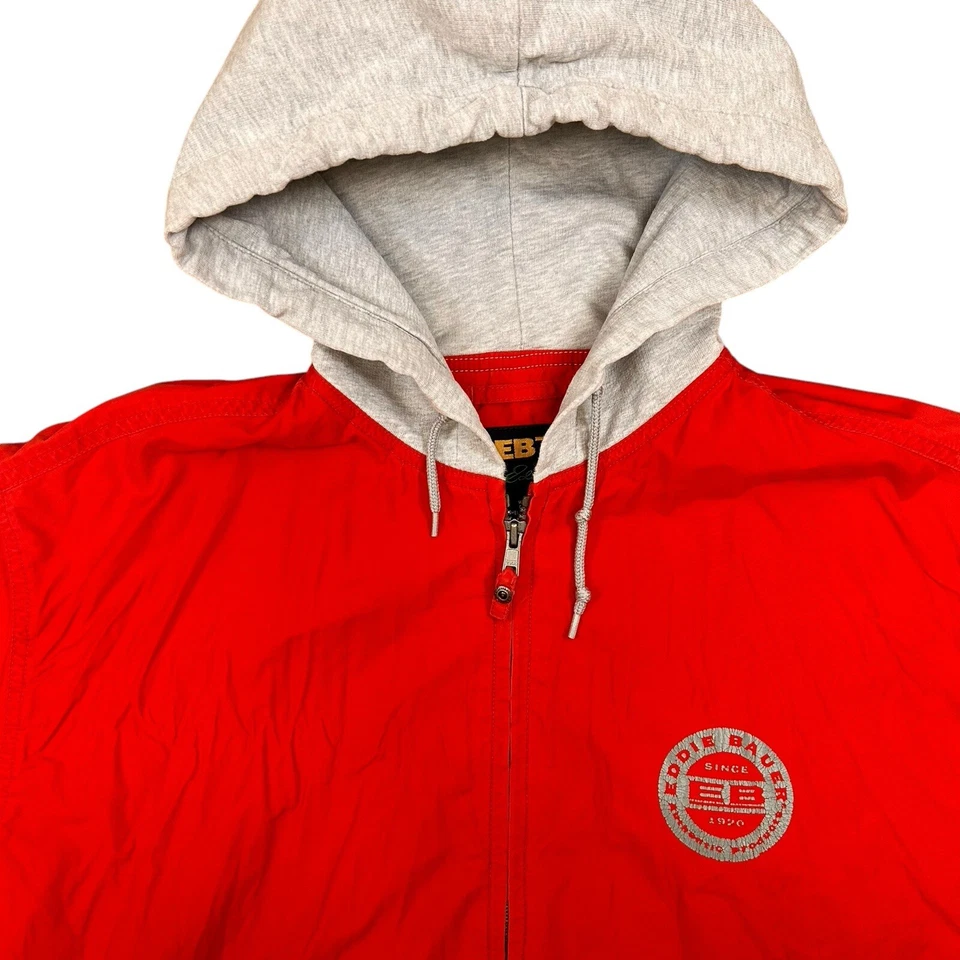 Vintage Eddie Bauer Jacket Mens Small Red Gray EBTEK Hooded Nylon Full Zip 90s - Image 3 of 4
