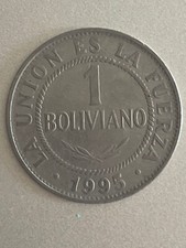 1995 Bolivia 1 Boliviano Stainless Steel KM205 Coin
