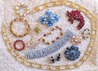13 Piece Vintage Brilliant Costume Jewelry Lot - Weiss, Juliana, Kramer?