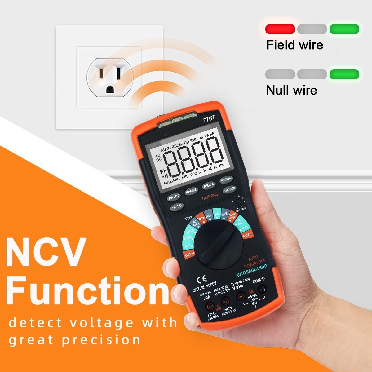 True RMS Digital Multimeter Tester 6000Counts AC DC Volt Current 20A Amp Ohm DMM