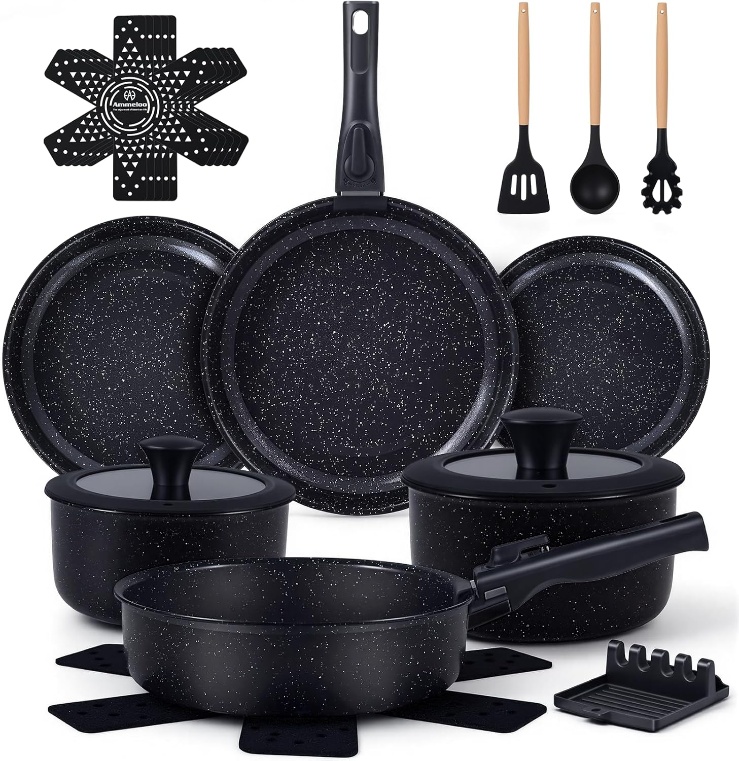 21-21 Piece Ceramic Cookware Set Detachable Handle