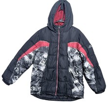 Pacific Trail Jacket Boys XL 18/20 Black Red Hooded Puffer Fleece Lined Winter