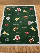 Pottery Barn Kids Boys Green Flannel, Twin Comforter Football Theme Used