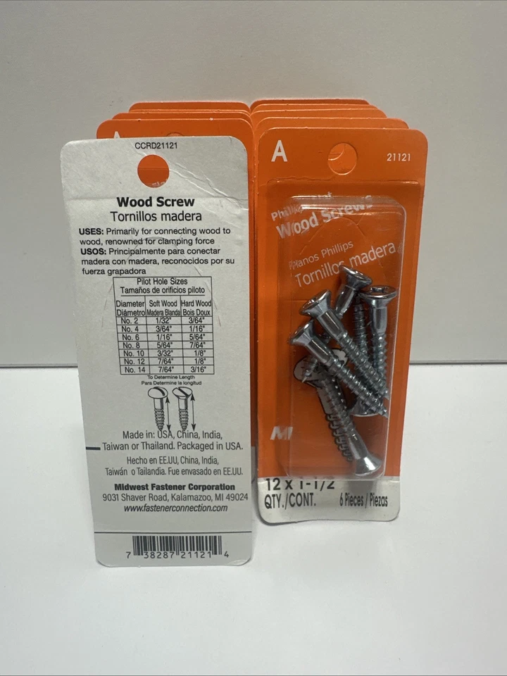 Lot of 10 Packs – #12 x 1-1/2” Phillips Flat Head Zinc Wood Screws (6 Per Pack) - Image 3 of 3