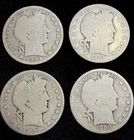 4 Coin Lot  |  1899 1900 1904 1907-O Silver Barber Half Dollars US Coins AG