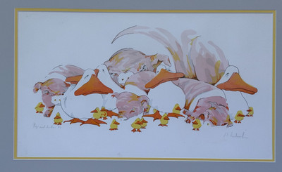 PIGS AND DUCKS LITHOGRAPH SERIGRAPH HAND SIGNED LIMITED EDITION FARM ANIMALS ART
