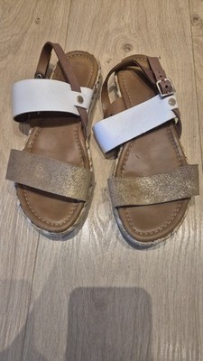 Marco Tozzi Sandalen Damen Sommerschuhe Sandalette  Schuhe Gr. 38 Weiss Gold